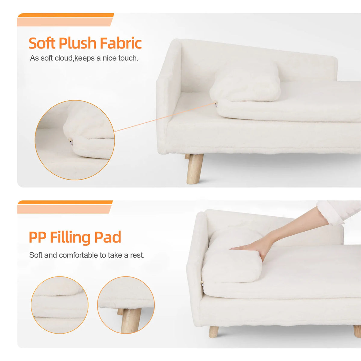Elevated Pet Bed, Nordic Pet Stool Bed with Cozy Pad Waterproof,Pet Sofa Bed with Sturdy Wood Legs for Small Dog Kitten