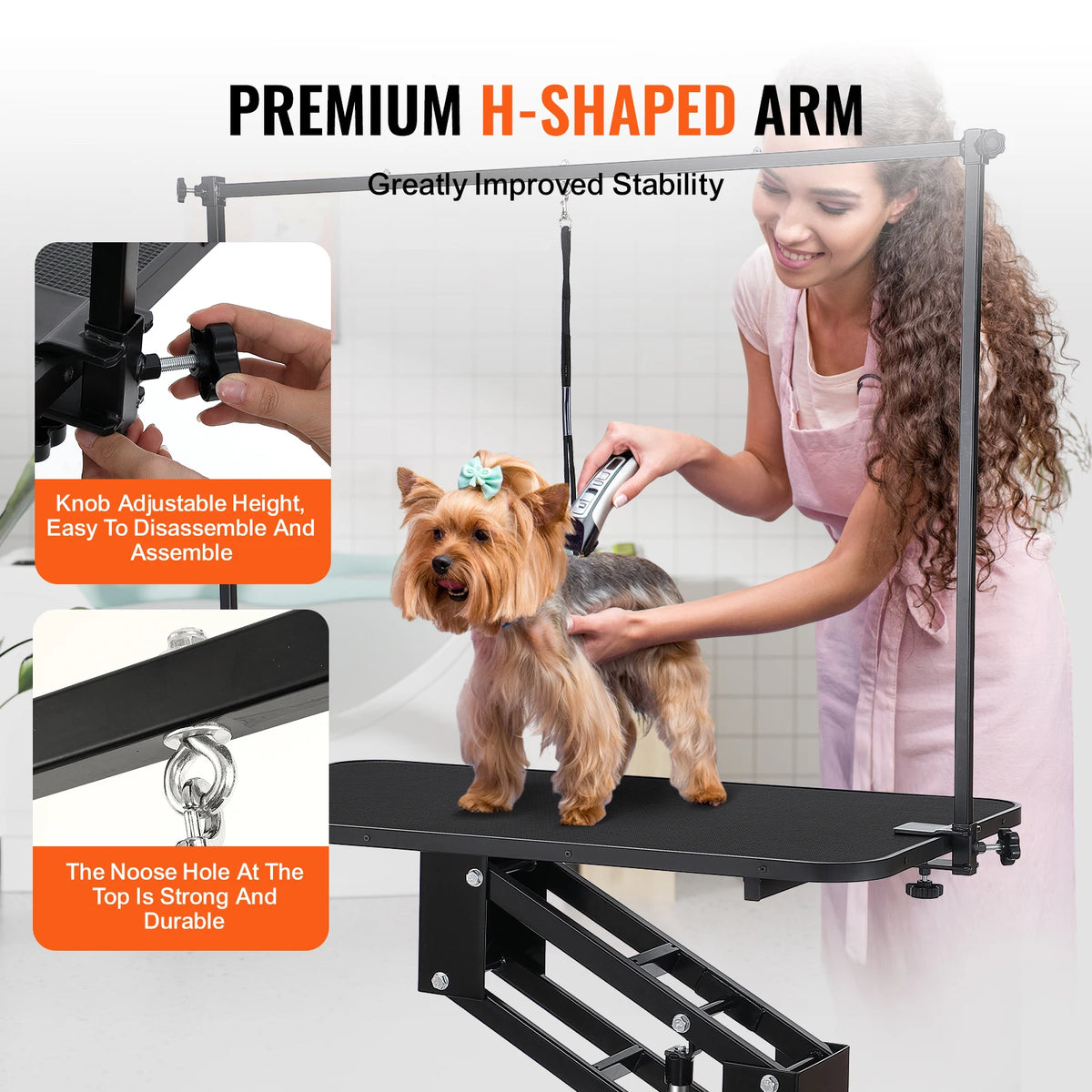 43" Hydraulic Pet Grooming Table 400LBS Height Adjustable Dog Grooming Station with Arm Anti Slip Tabletop for Pets