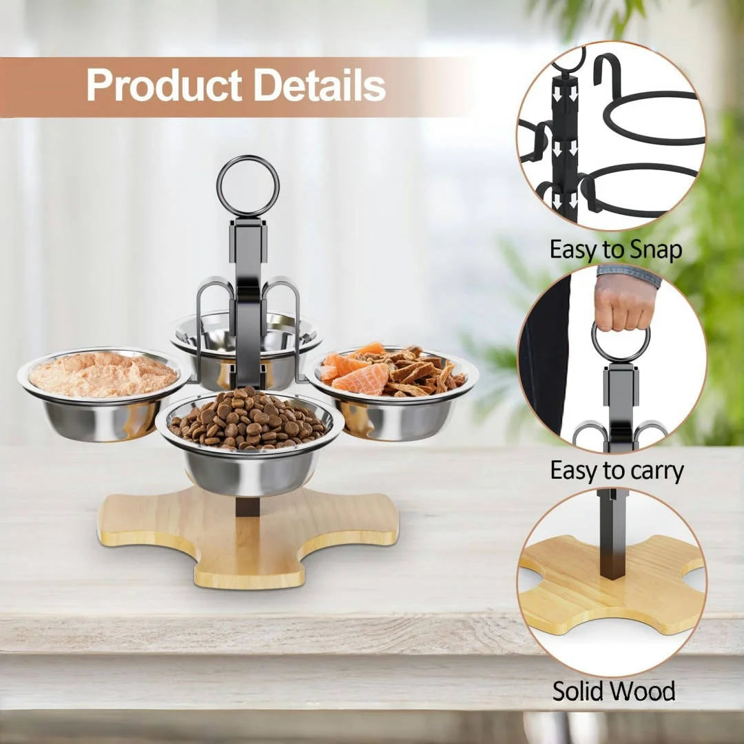 Elevated Pet Bowls with Stand, Adjustable Height Raised Bowl Set for Cats, Dogs Feeding and Drinking High Platform Bracket