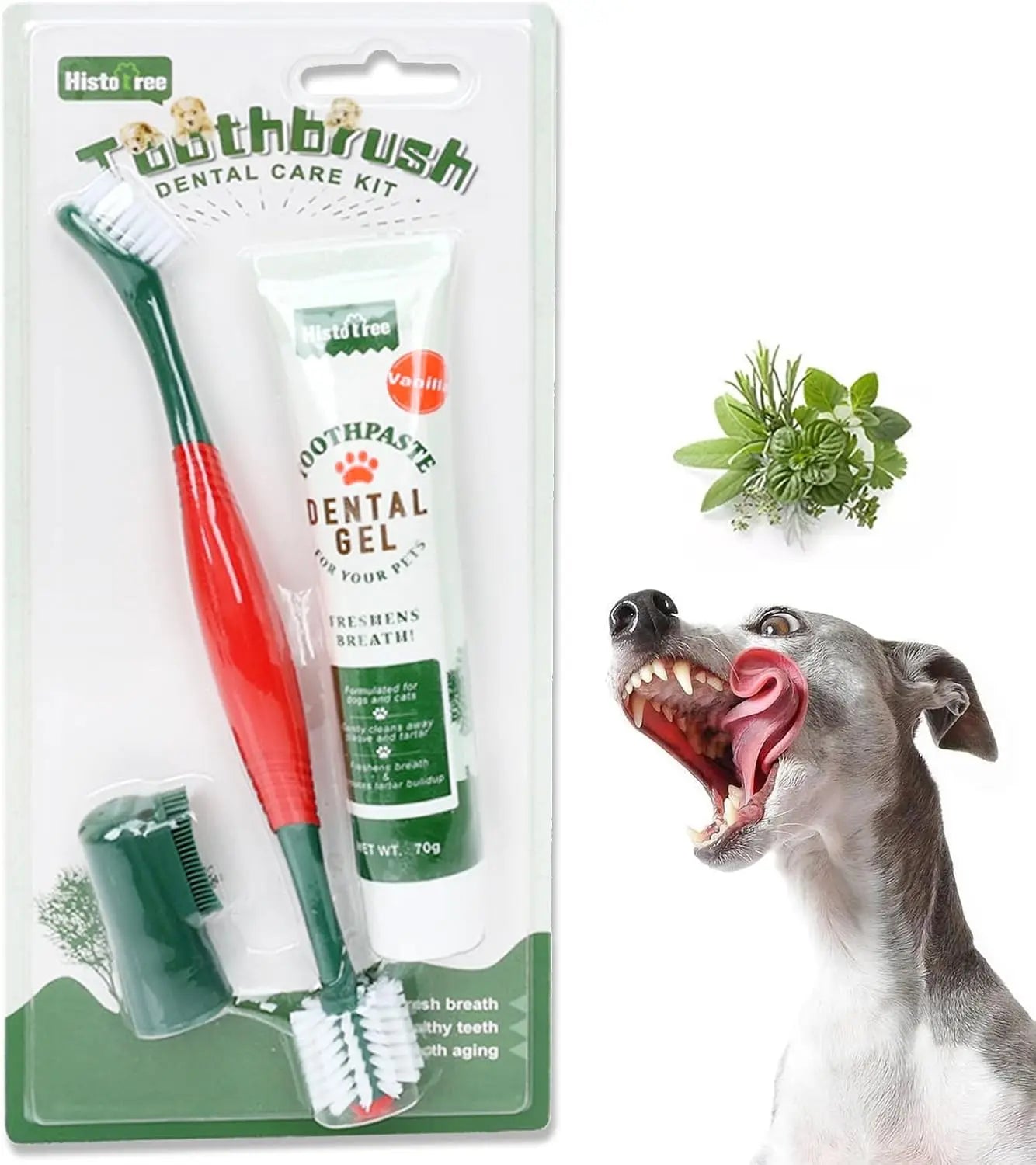 Dog Toothbrush Toothpaste Kit Beef Dog Toothpaste 360° Double-Head Toothbrush  Tooth Brushing Pet Dental Care Kit for Dogs Cats