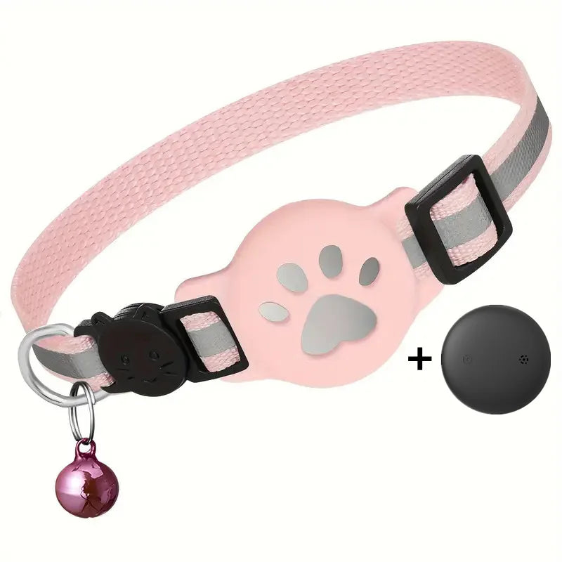 AirTag Cat Collar Reflective Paw Pattern Fit iOS Android System Quick Release Buckle Waterproof Anti-Lost Collar for Small Cats