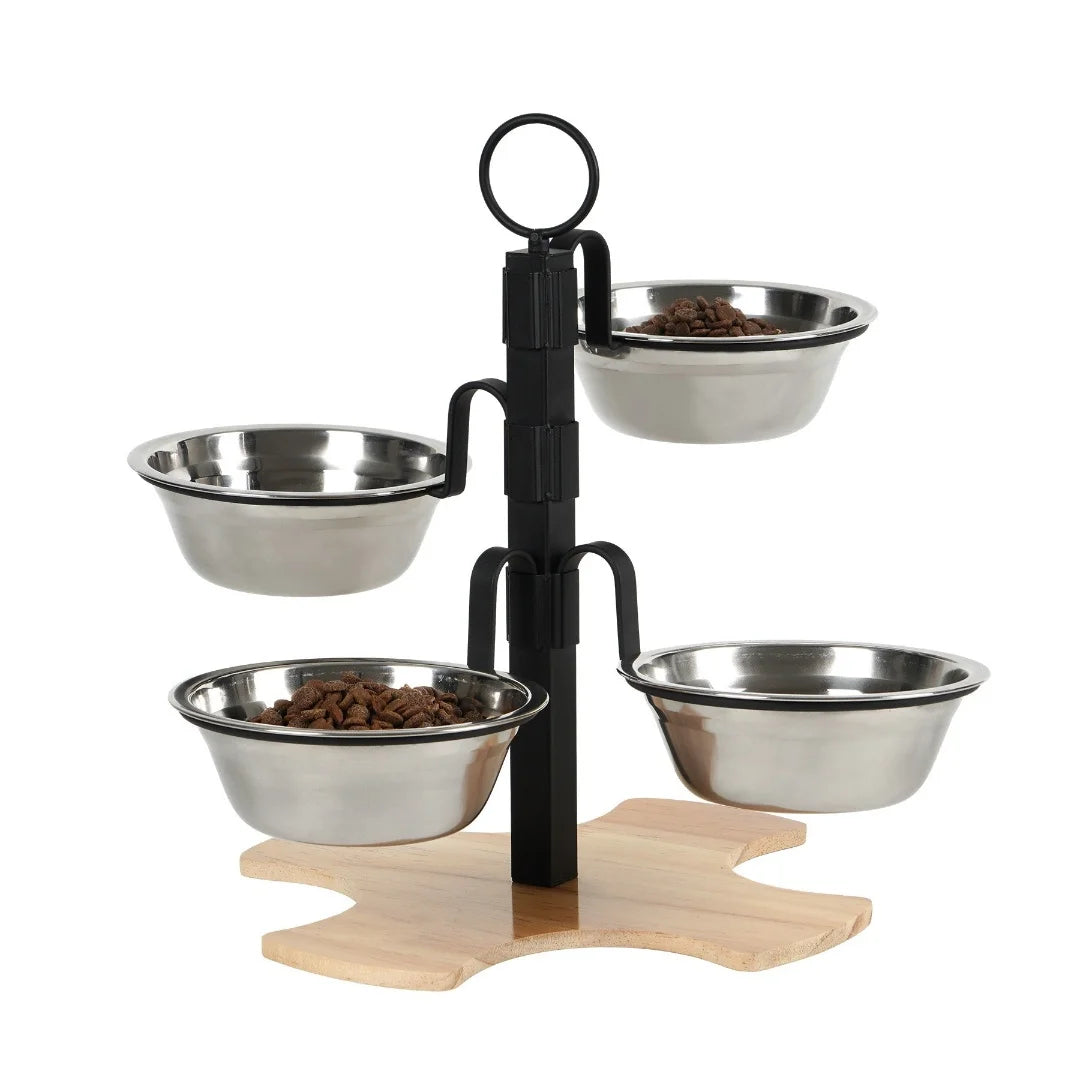 Elevated Pet Bowls with Stand, Adjustable Height Raised Bowl Set for Cats, Dogs Feeding and Drinking High Platform Bracket