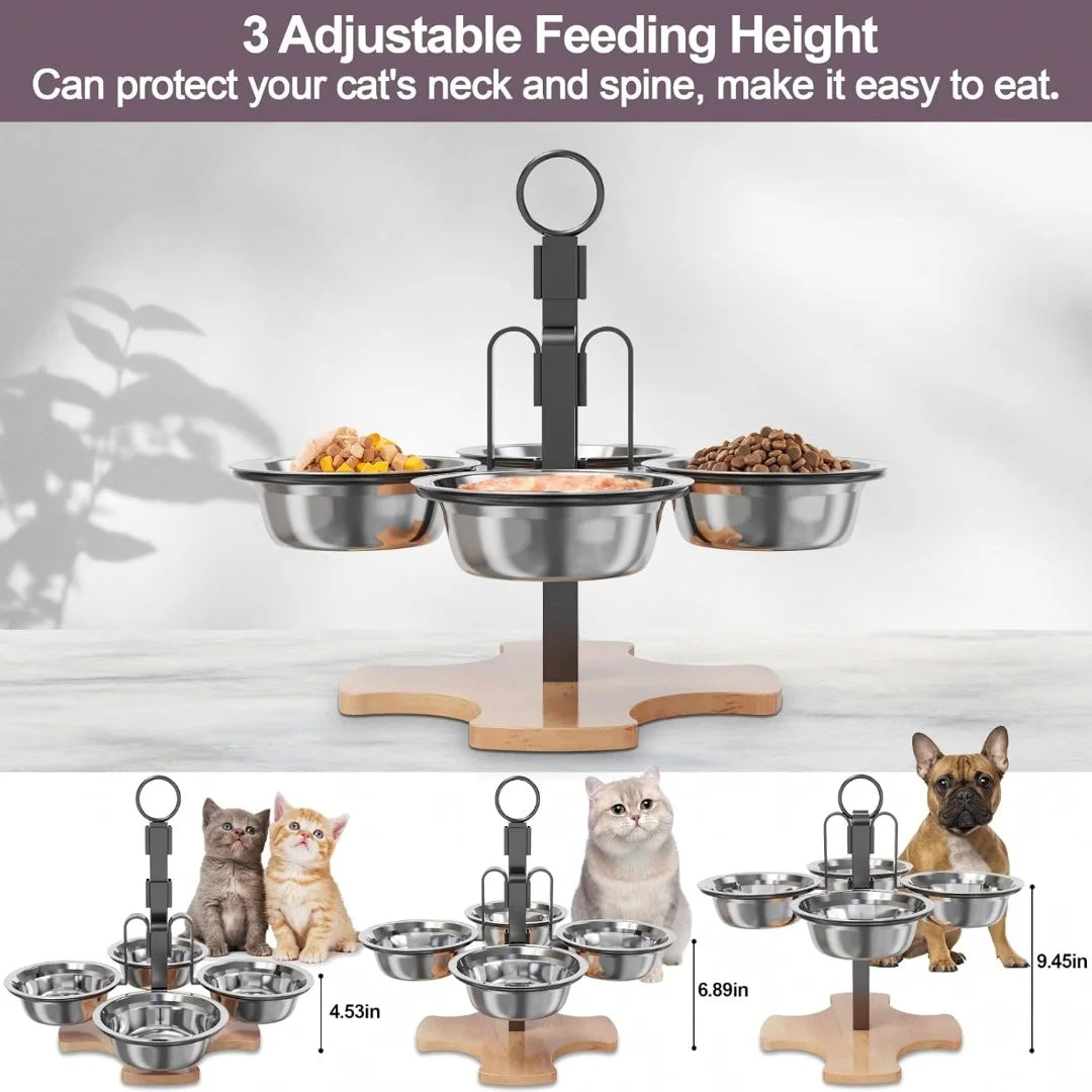 Elevated Pet Bowls with Stand, Adjustable Height Raised Bowl Set for Cats, Dogs Feeding and Drinking High Platform Bracket