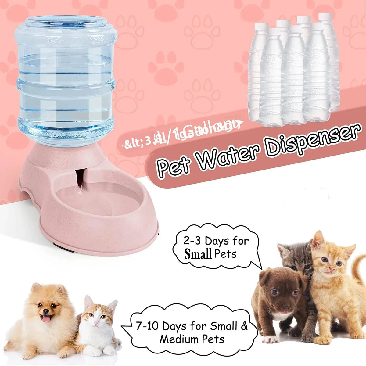 Large Capacity Pet Feeder Bowls - Automatic Water Dispenser Dog Food Bowl Cat Bowls Pets Feeding Drink Water Bowl