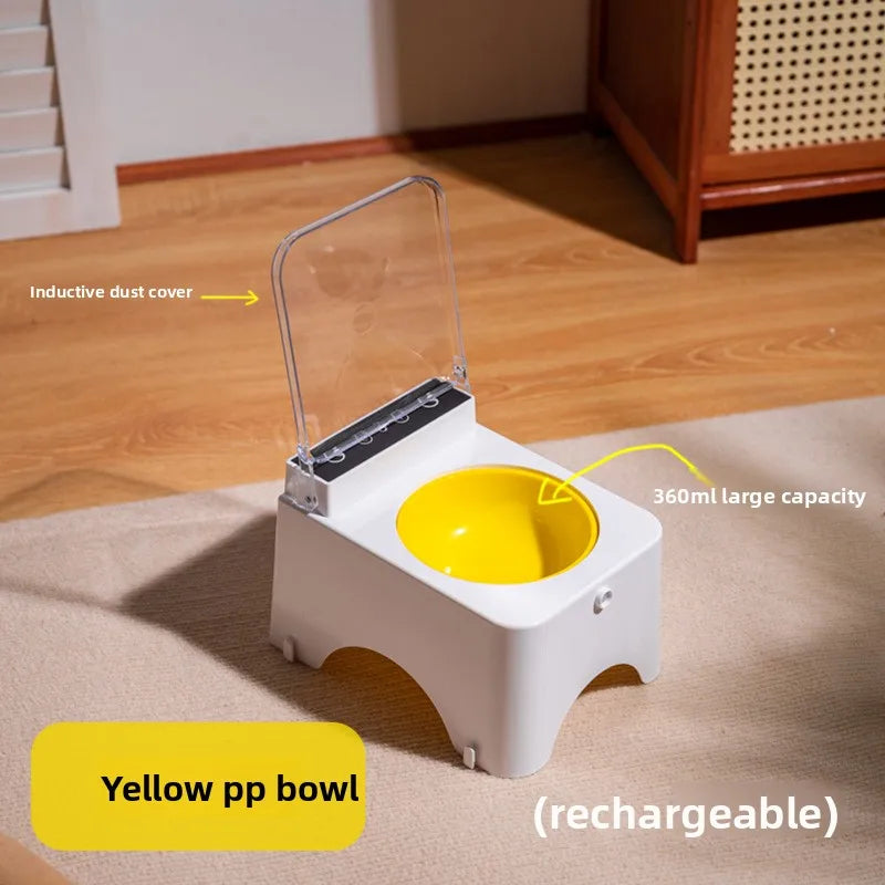 Pet Smart Infrared Sensor Open Lid Dog/Cat Bowl Stainless Steel with Lid Dustproof Insect-proof and Moisture-proof Pet Bowl