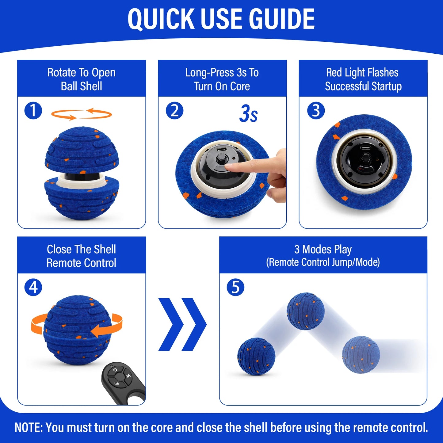 Smart Interactive Dog Toy, Indestructible E-TPU Toy Ball for Aggressive Chewers, Automatic Moving, Rechargeable Ball for Small/Medium dogs.