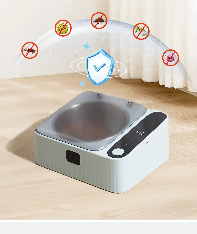 Pet Smart Infrared Sensor Open Lid Dog/Cat Bowl Stainless Steel with Lid Dustproof Insect-proof and Moisture-proof Pet Bowl