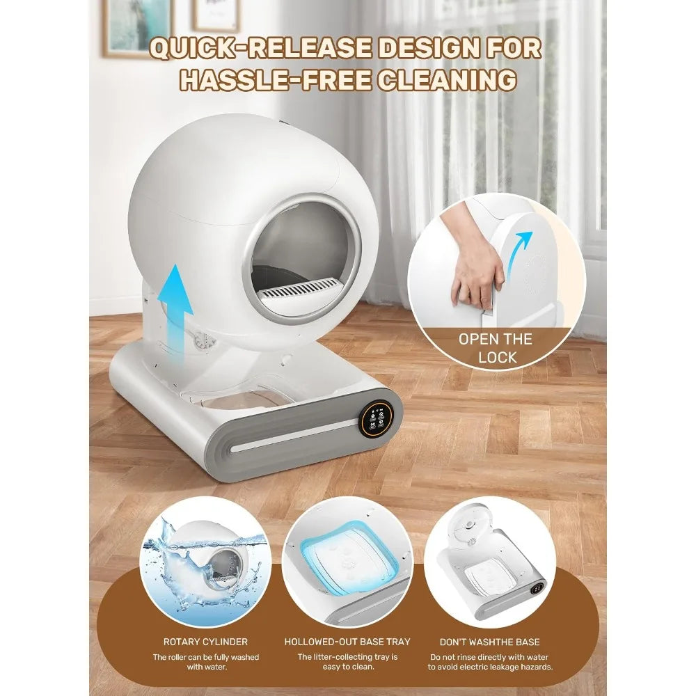 2026 Upgraded Multi-Function Self-Cleaning Cat Litter Box Robot, 65L+9L Extra Large Capacity for Multiple Cats, Custom