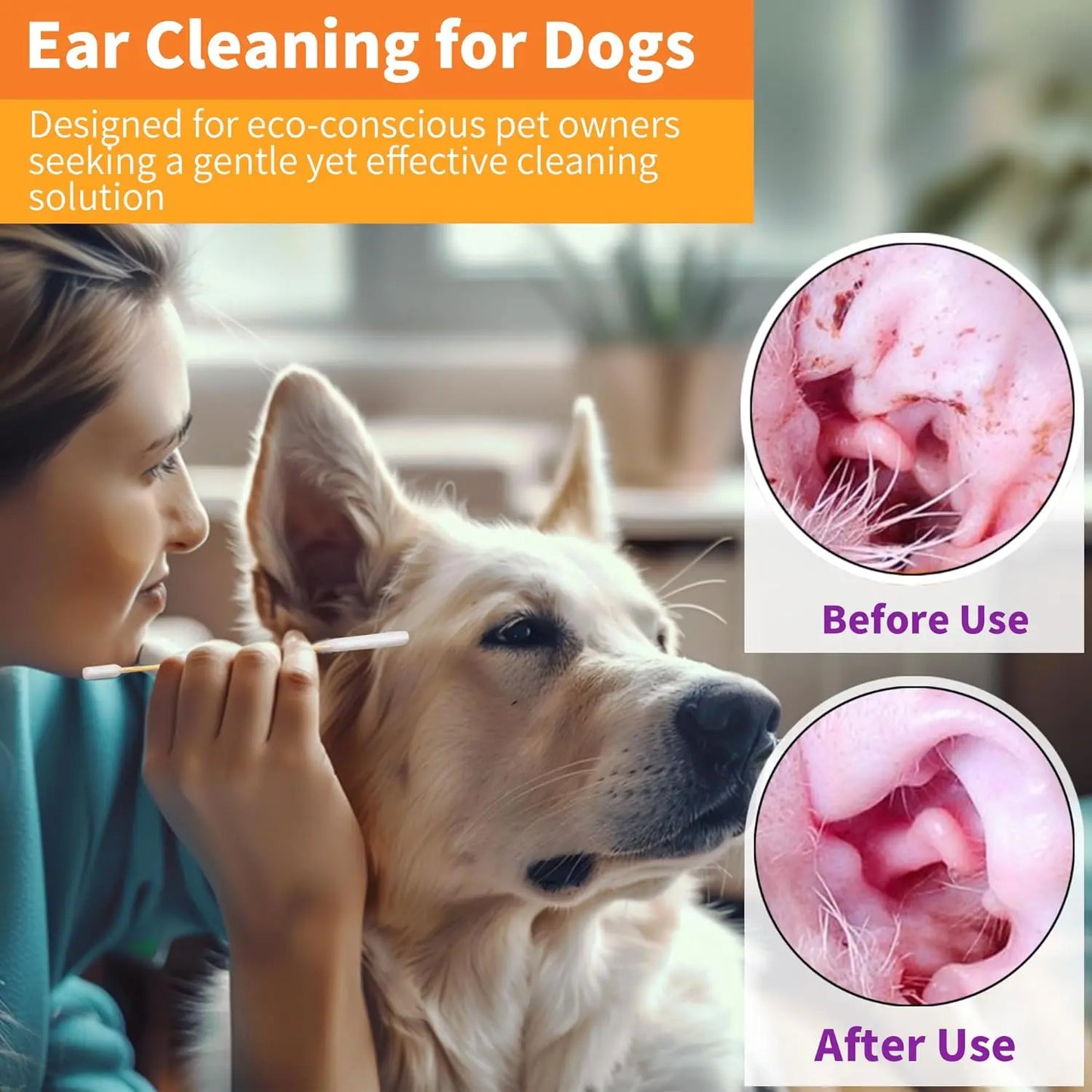 12/15cm Long Cotton Swabs ProfessionalCat Cotton Swabwith Bamboo Double Sided Dog Ear Swabs -Specially Designed Big Cotton Swabs