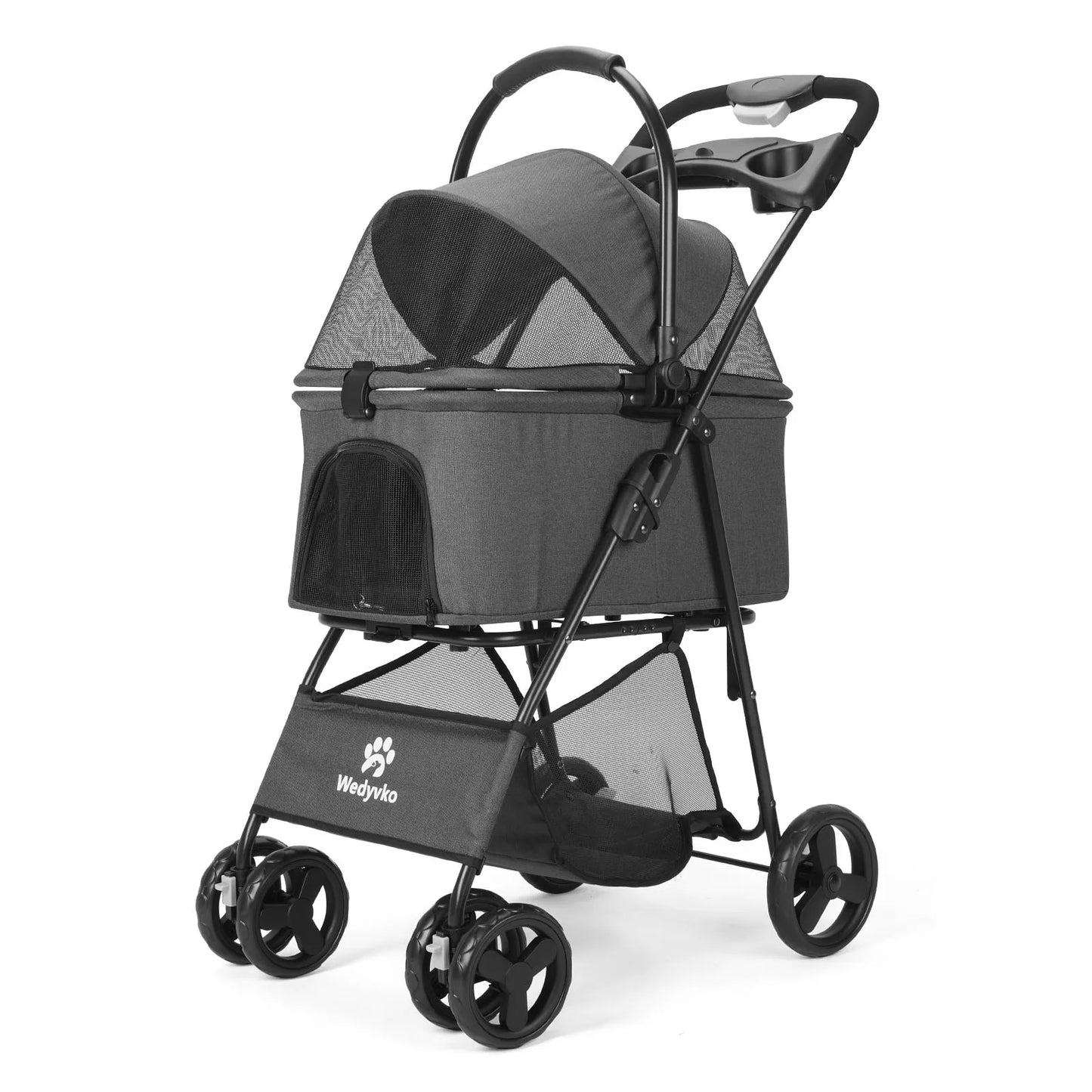 3 in 1 Pet Stroller with Removable Carrier, Folding Stroller for Small/Medium Dogs and Cats, Waterproof, All-Terrain, with Sun Shade