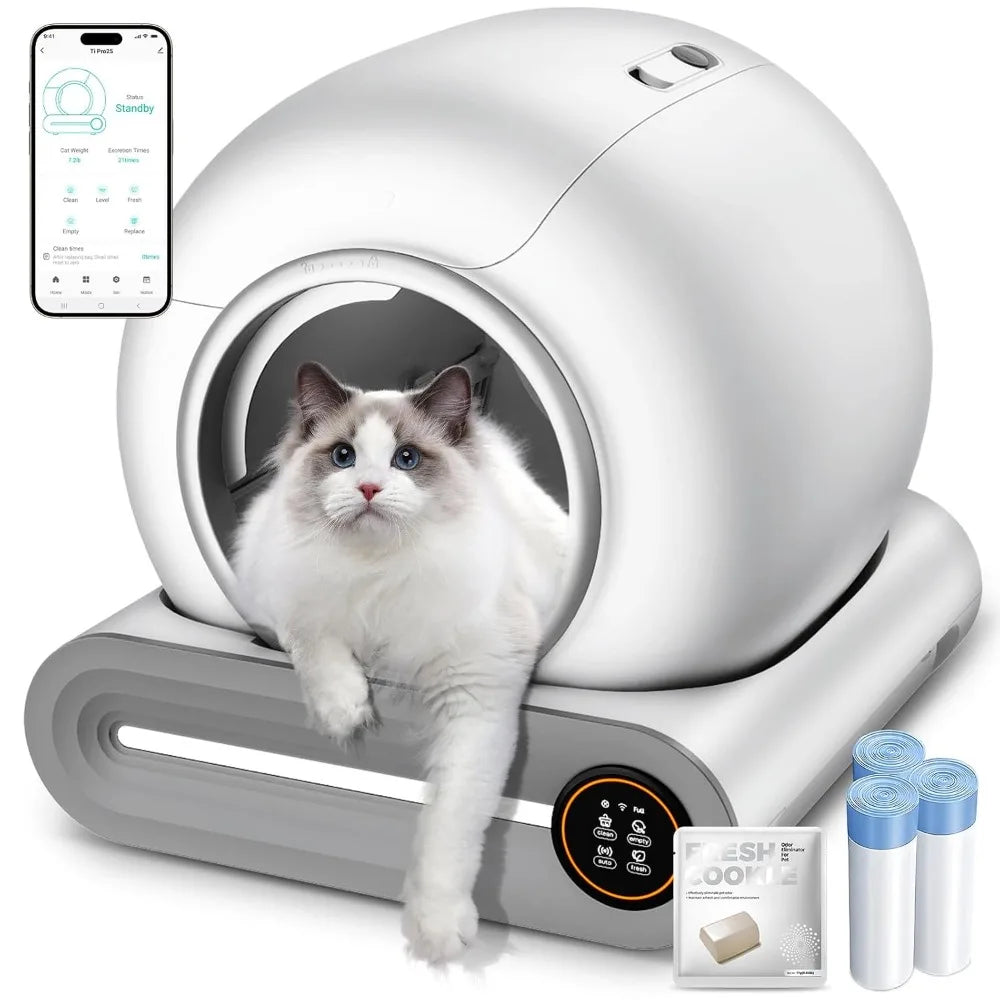 2026 Upgraded Multi-Function Self-Cleaning Cat Litter Box Robot, 65L+9L Extra Large Capacity for Multiple Cats, Custom