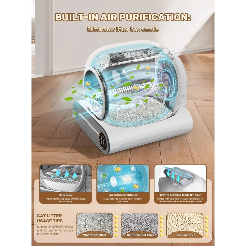 2026 Upgraded Multi-Function Self-Cleaning Cat Litter Box Robot, 65L+9L Extra Large Capacity for Multiple Cats, Custom