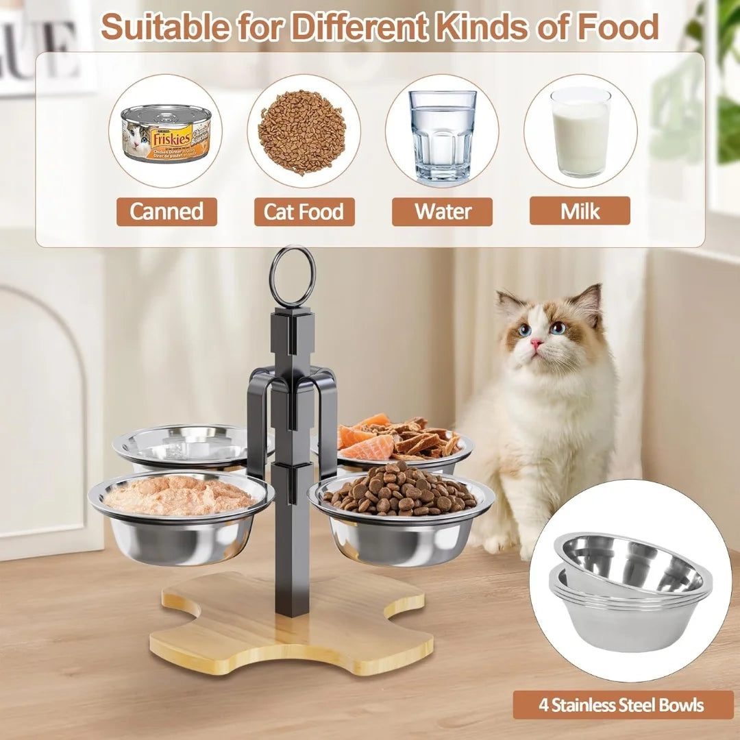 Elevated Pet Bowls with Stand, Adjustable Height Raised Bowl Set for Cats, Dogs Feeding and Drinking High Platform Bracket
