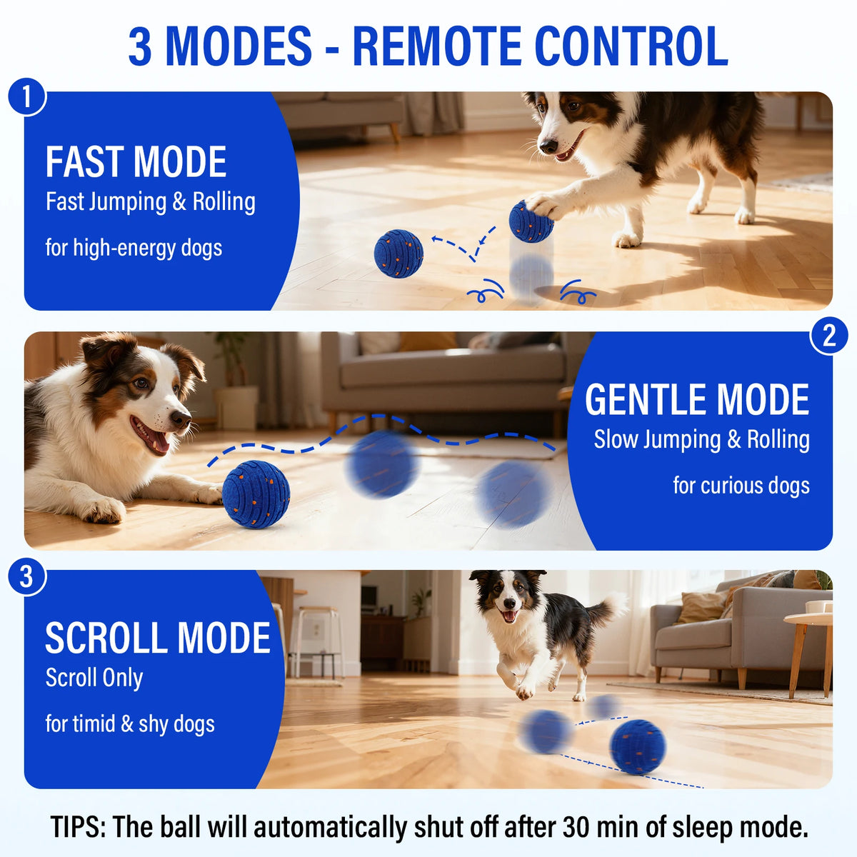 Smart Interactive Dog Toy, Indestructible E-TPU Toy Ball for Aggressive Chewers, Automatic Moving, Rechargeable Ball for Small/Medium dogs.