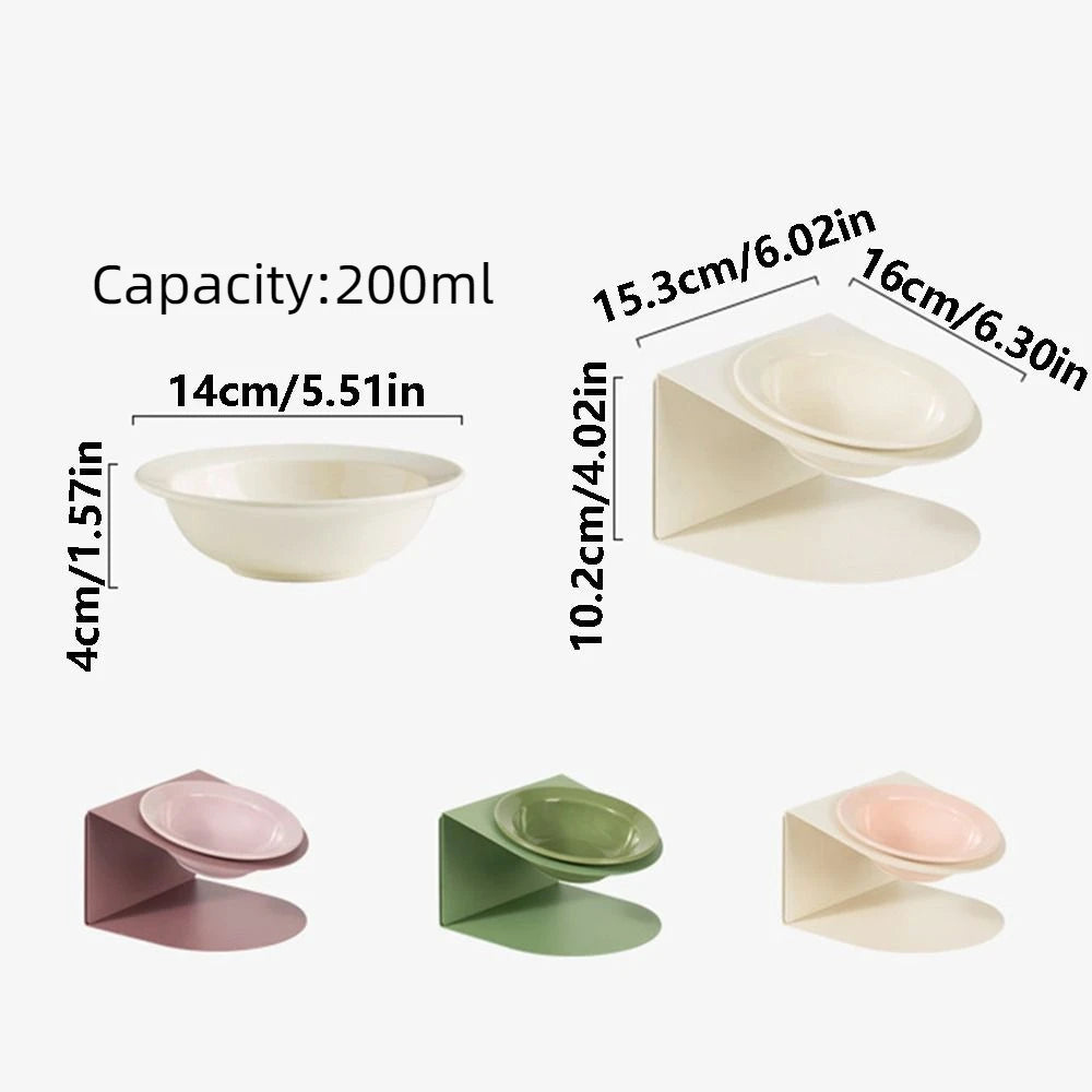 Anti Vomiting Ceramic Dog / Cat Bowl Anti Slip Inclined Dog / Cat Feeding Station Detachable Neck Protection Raised Dog Food Bowl
