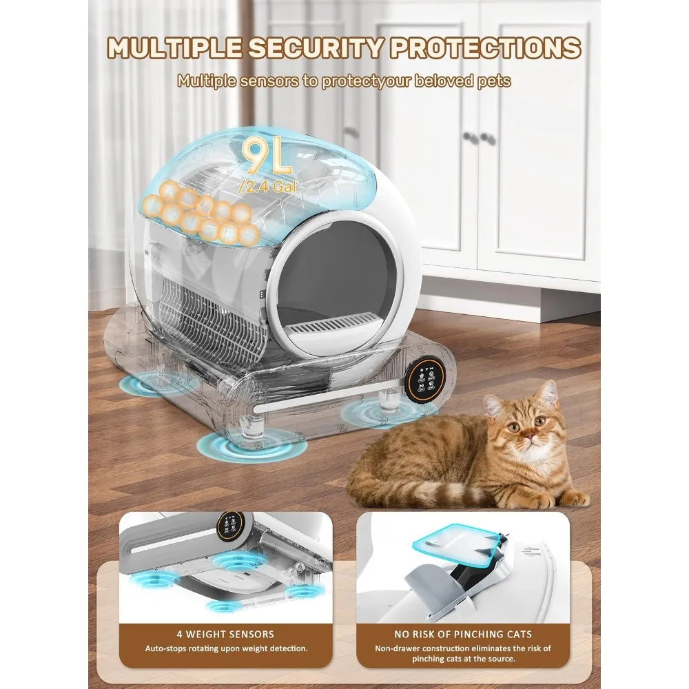 2026 Upgraded Multi-Function Self-Cleaning Cat Litter Box Robot, 65L+9L Extra Large Capacity for Multiple Cats, Custom