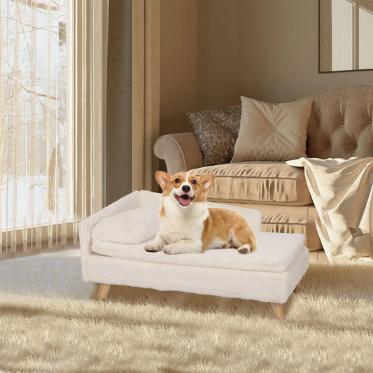 Elevated Pet Bed, Nordic Pet Stool Bed with Cozy Pad Waterproof,Pet Sofa Bed with Sturdy Wood Legs for Small Dog Kitten